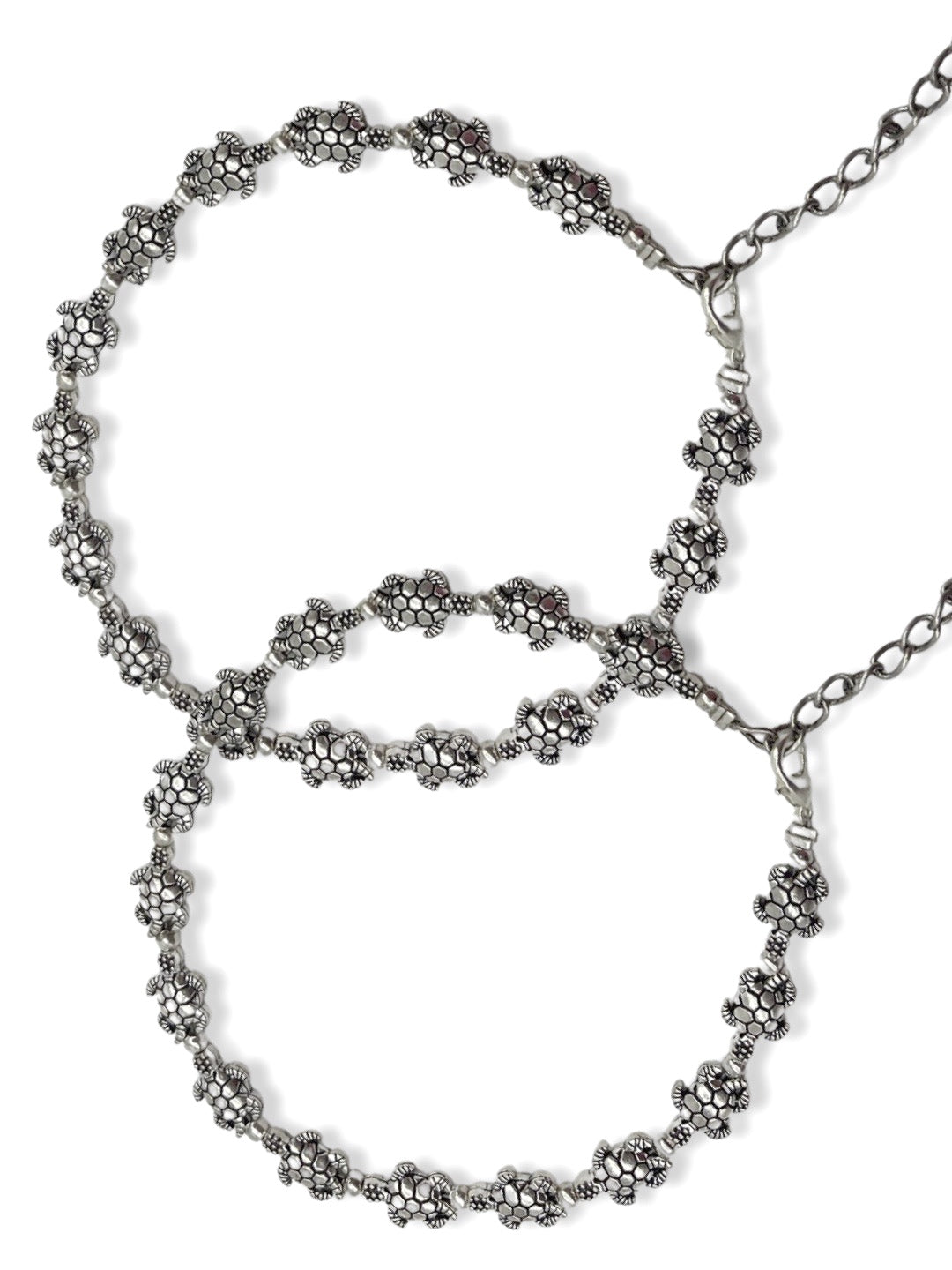 Oxidized Silver Turtle Anklet Adjustable Chain Boho Payal Women Stylish Jewelry set
