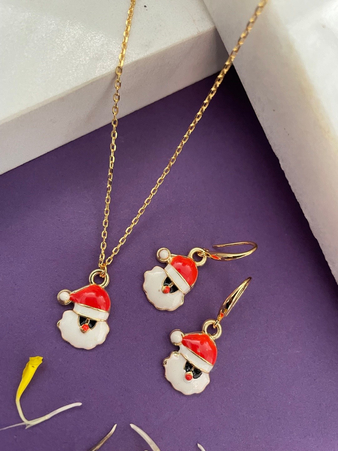 Christmas Santa Claus Pendant Necklace Earrings - Main Image