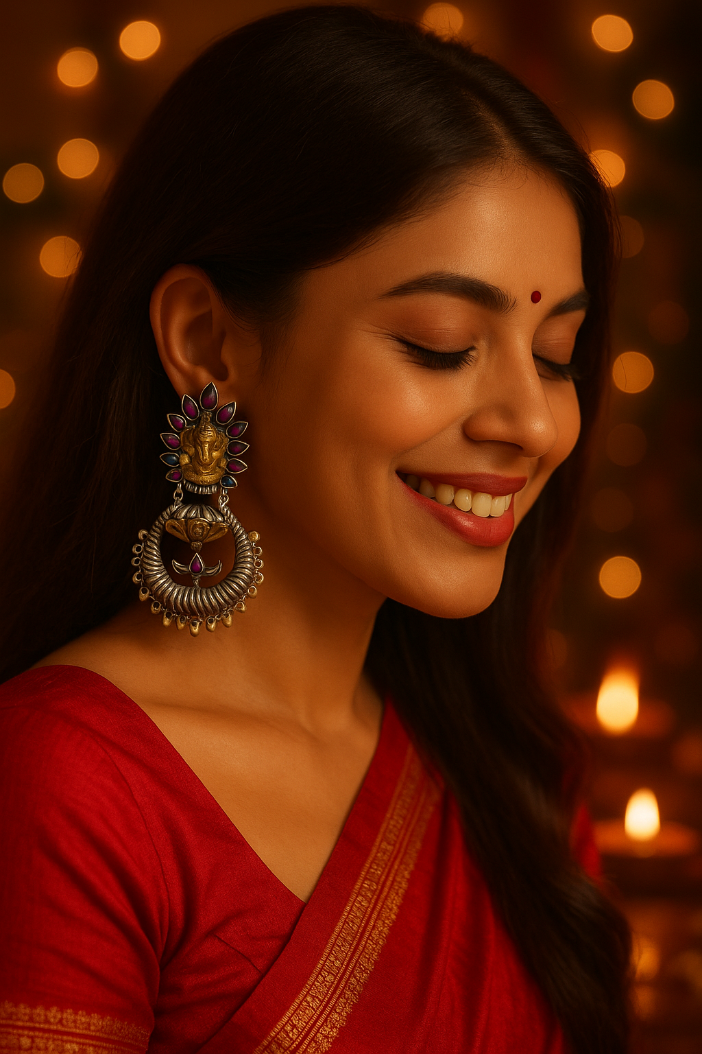 German Oxidized Silver Earrings for Women Ganesha Designs