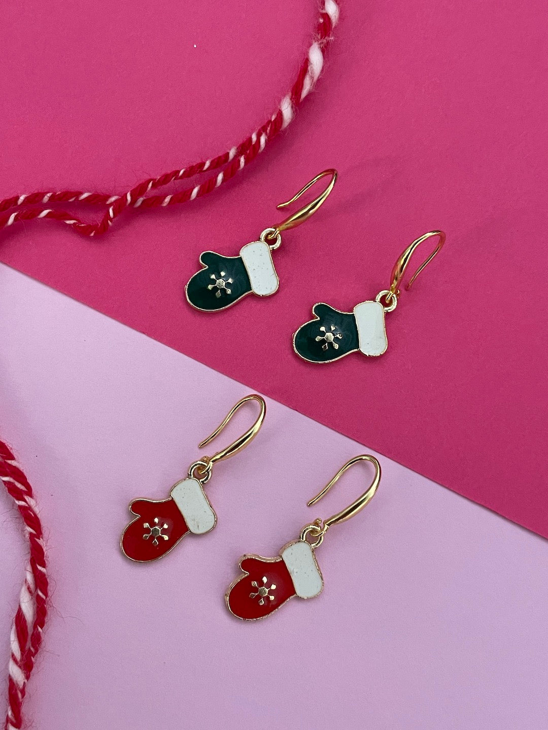 Red Hand Glove Charm Earrings