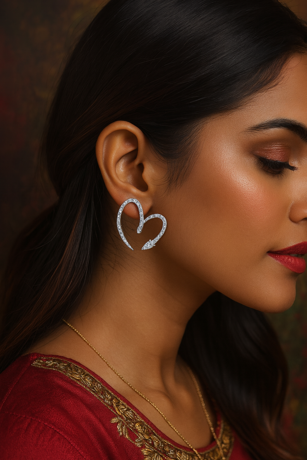 Silver-Plated CZ Heart Shaped Stud Earrings | Party Wear Jewelry for Women