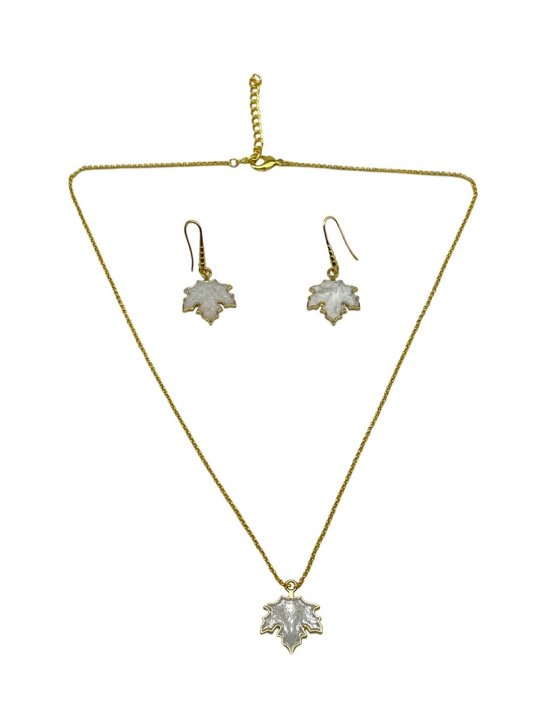 Maple Leaf Charm Necklace Set with Earrings
