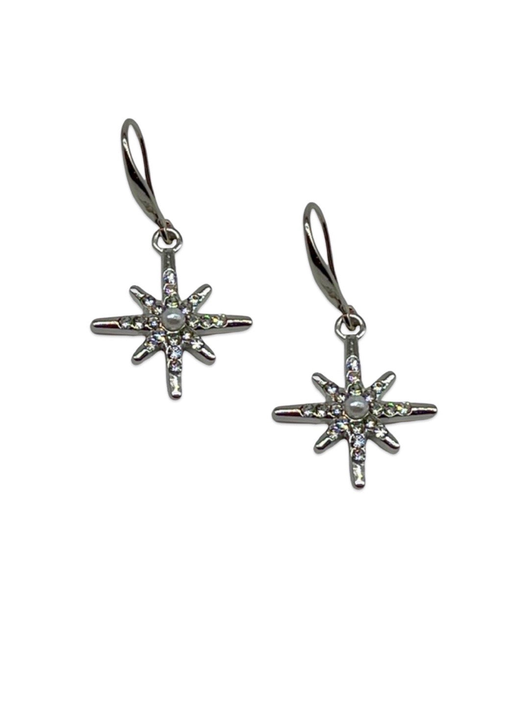 Silver Plated Star Charm Christmas Necklace & Earrings
