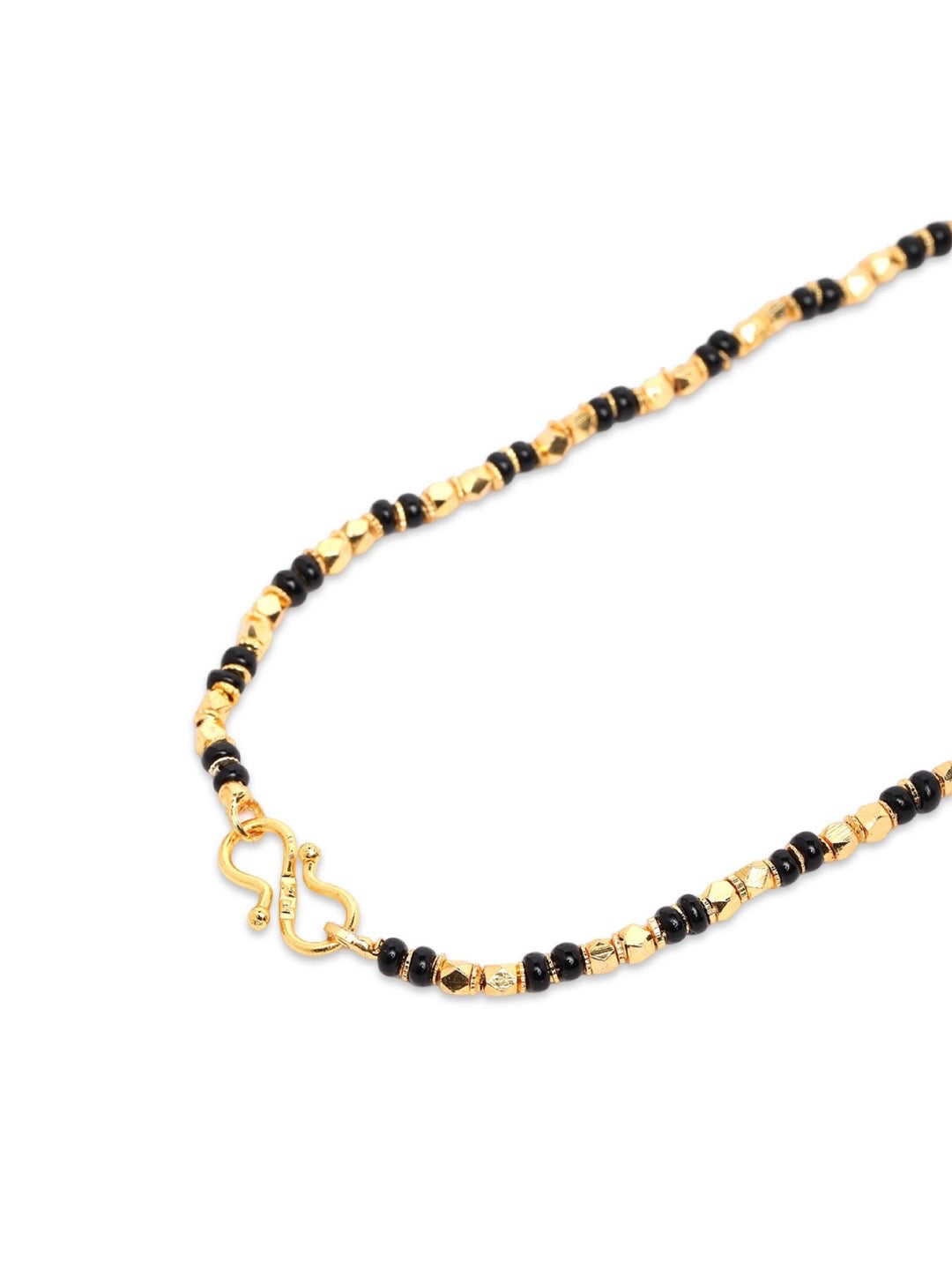 Gold Plated Maharashtrian Long Mangalsutra Laxmi Pendant Black Bead Chain