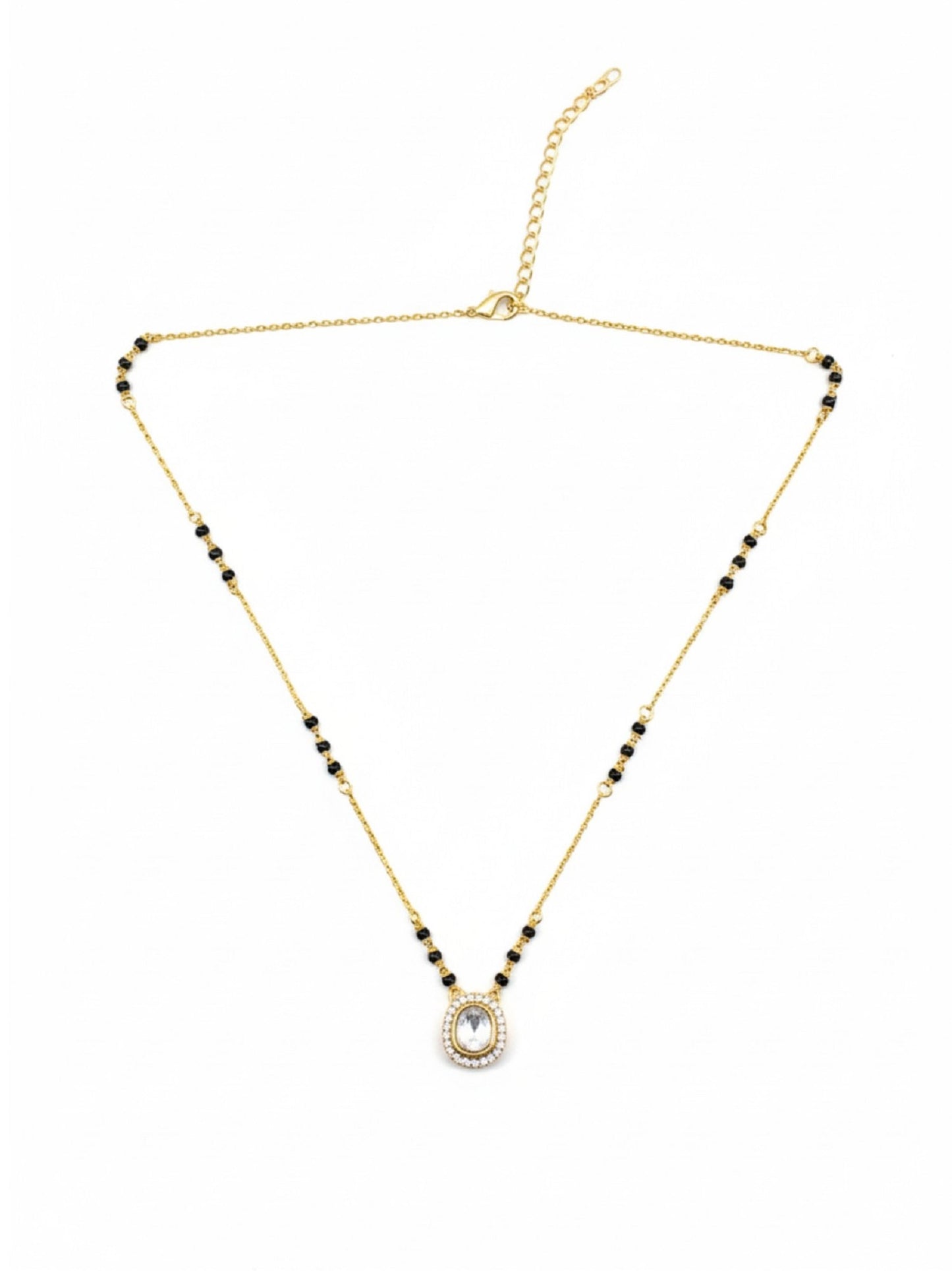 Kundan & AD Oval Pendant Short Mangalsutra Design