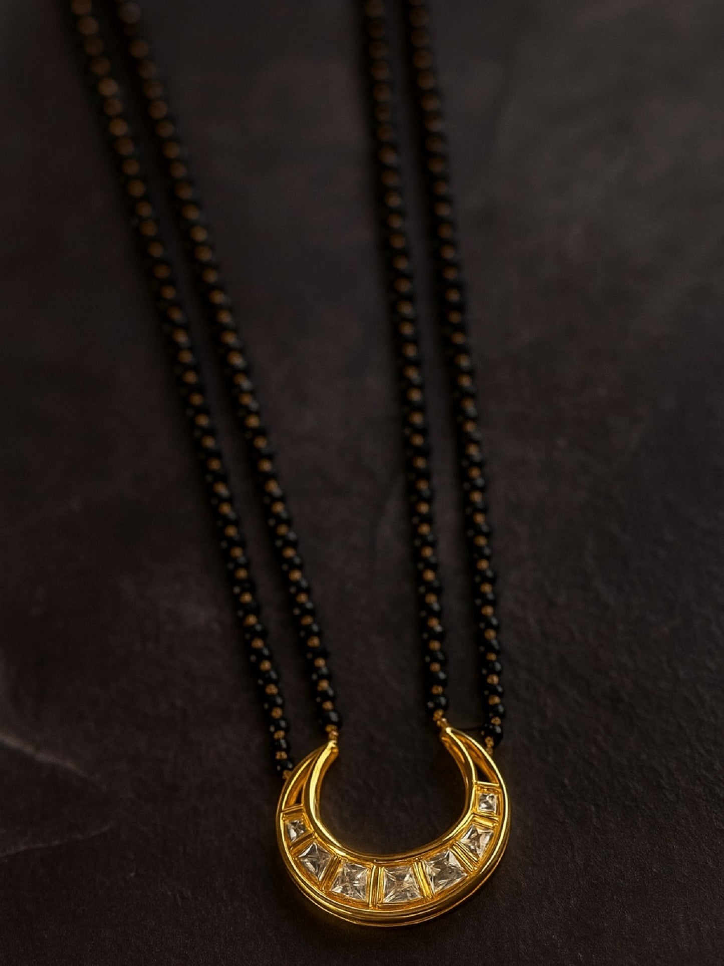 Kundan & AD Moon Pendant Long Mangalsutra Design