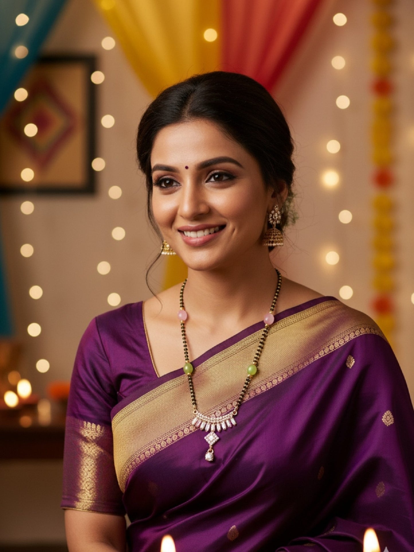 AD Fancy Pendant Short Mangalsutra Design