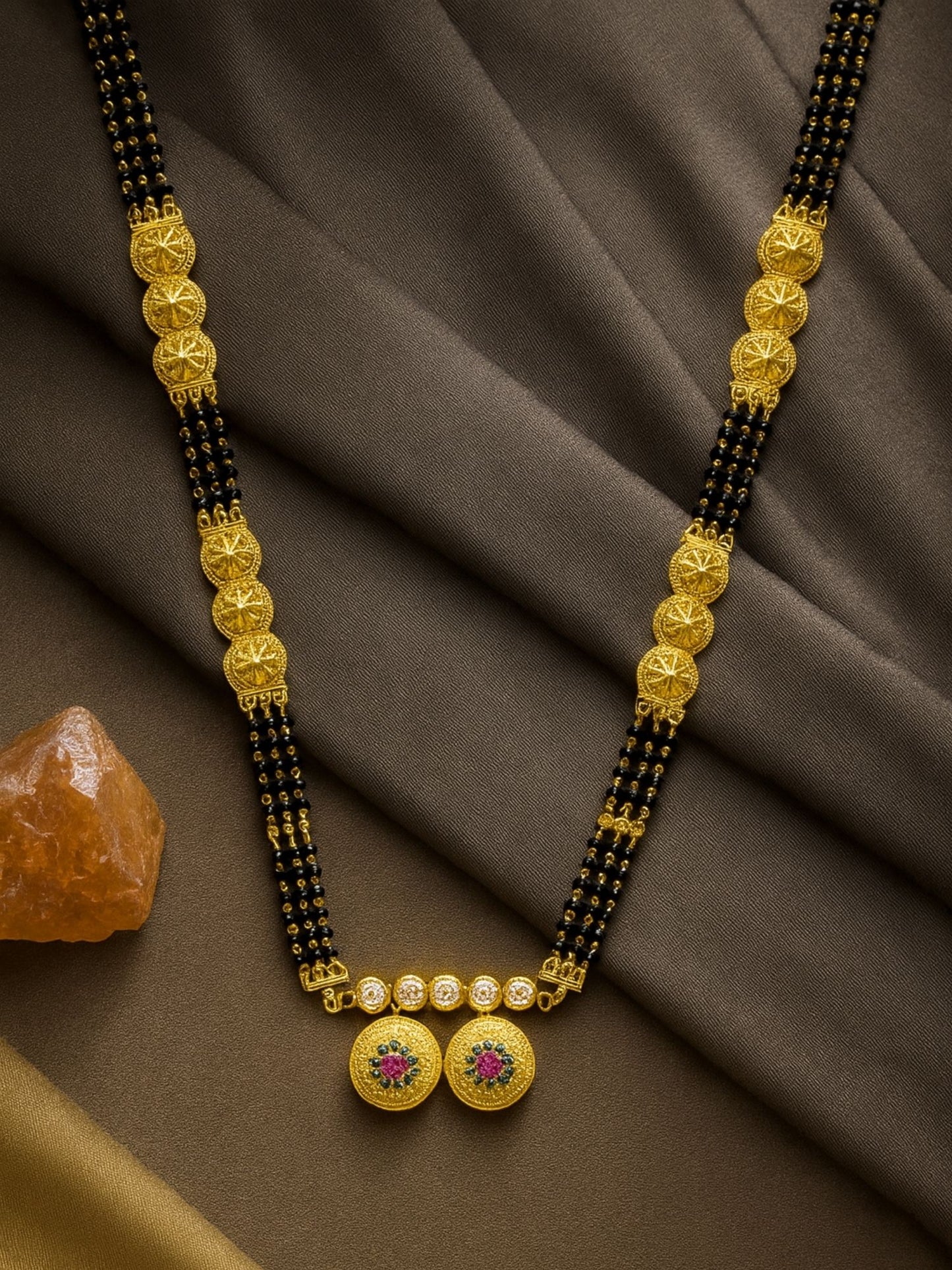 AD Two Vati Pendant Long Mangalsutra Designs