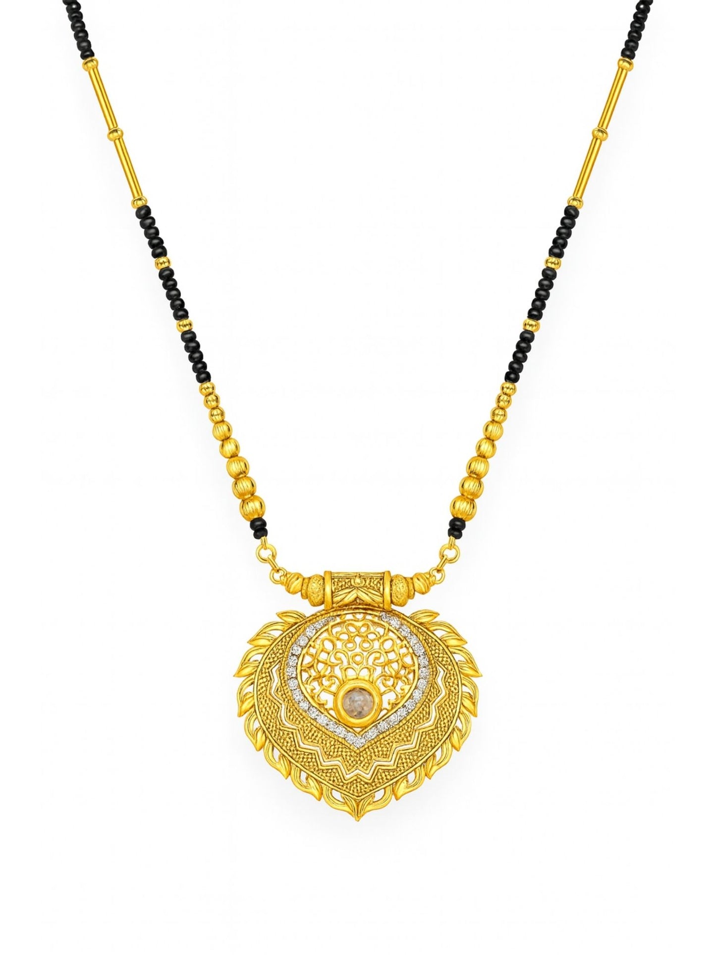 Leaf Shape Pendant Long Mangalsutra Designs