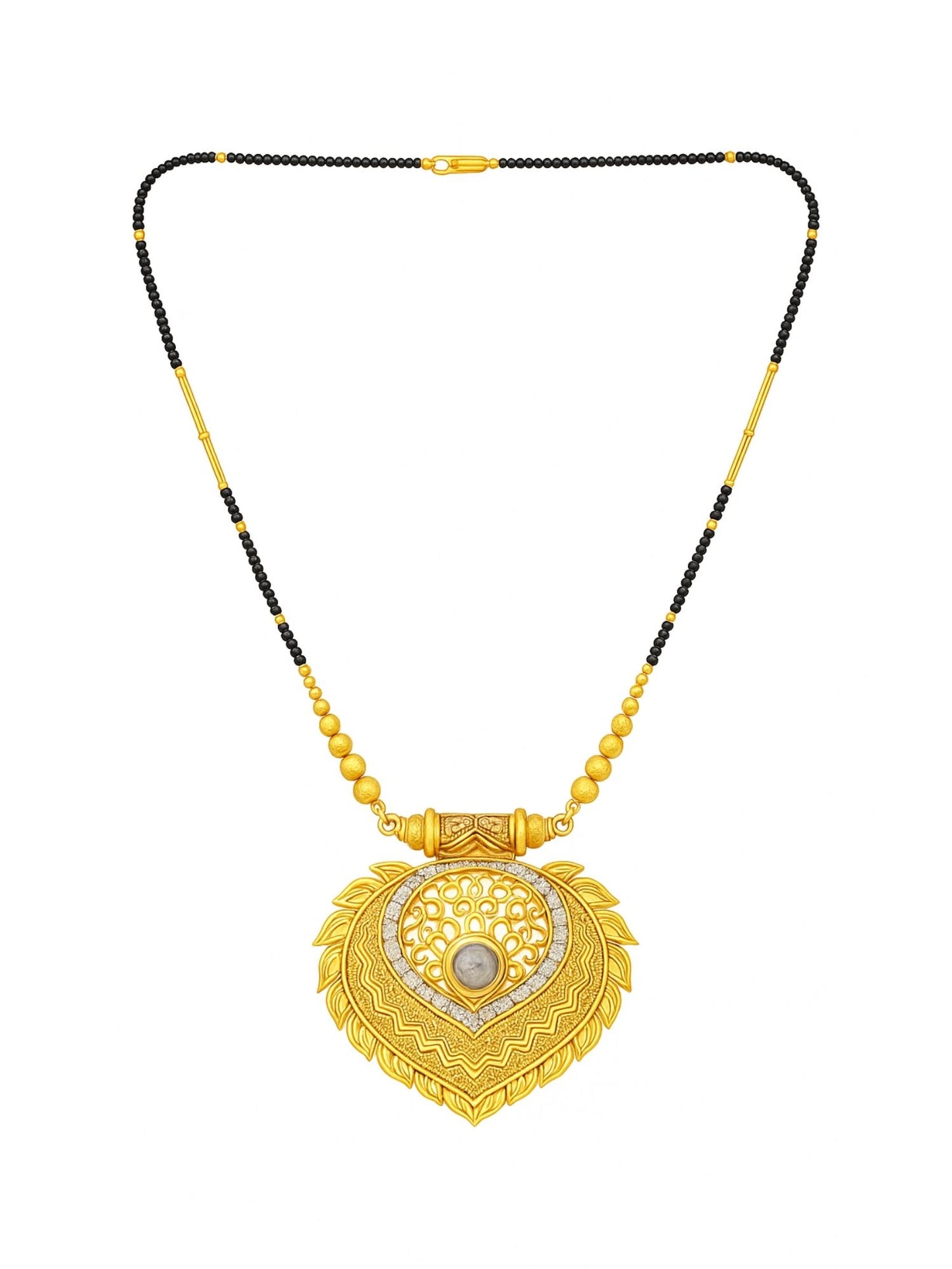 Leaf Shape Pendant Long Mangalsutra Designs