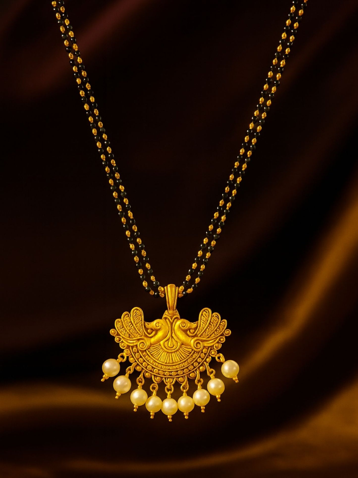 Peacock Pendant With Pearls Long Mangalsutra Designs