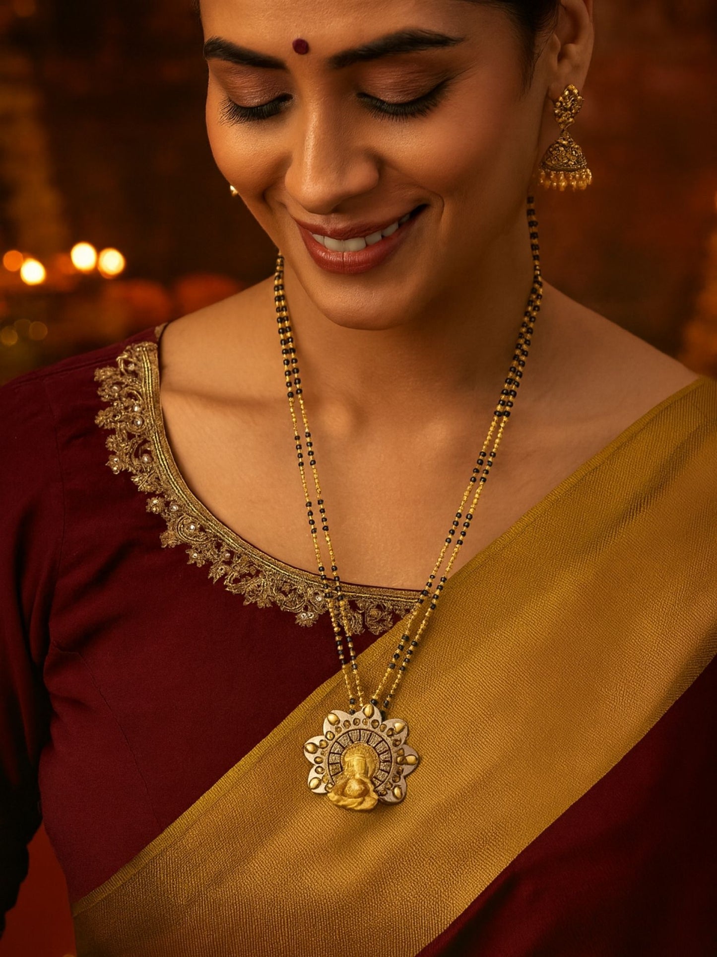Lord Ganesha Pendant Long Mangalsutra Designs