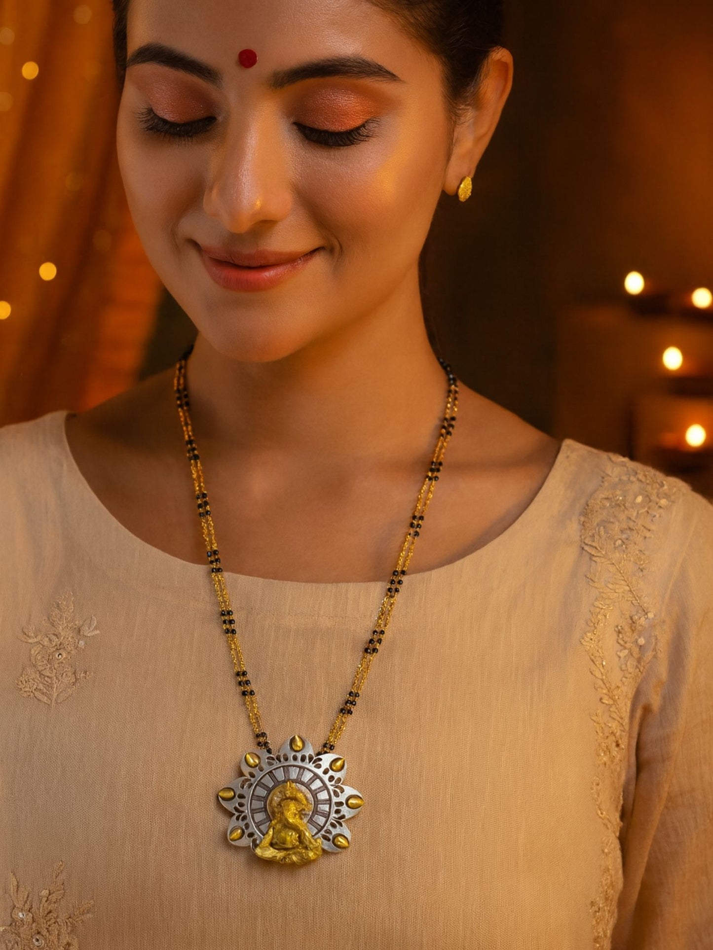 Lord Ganesha Pendant Long Mangalsutra Designs