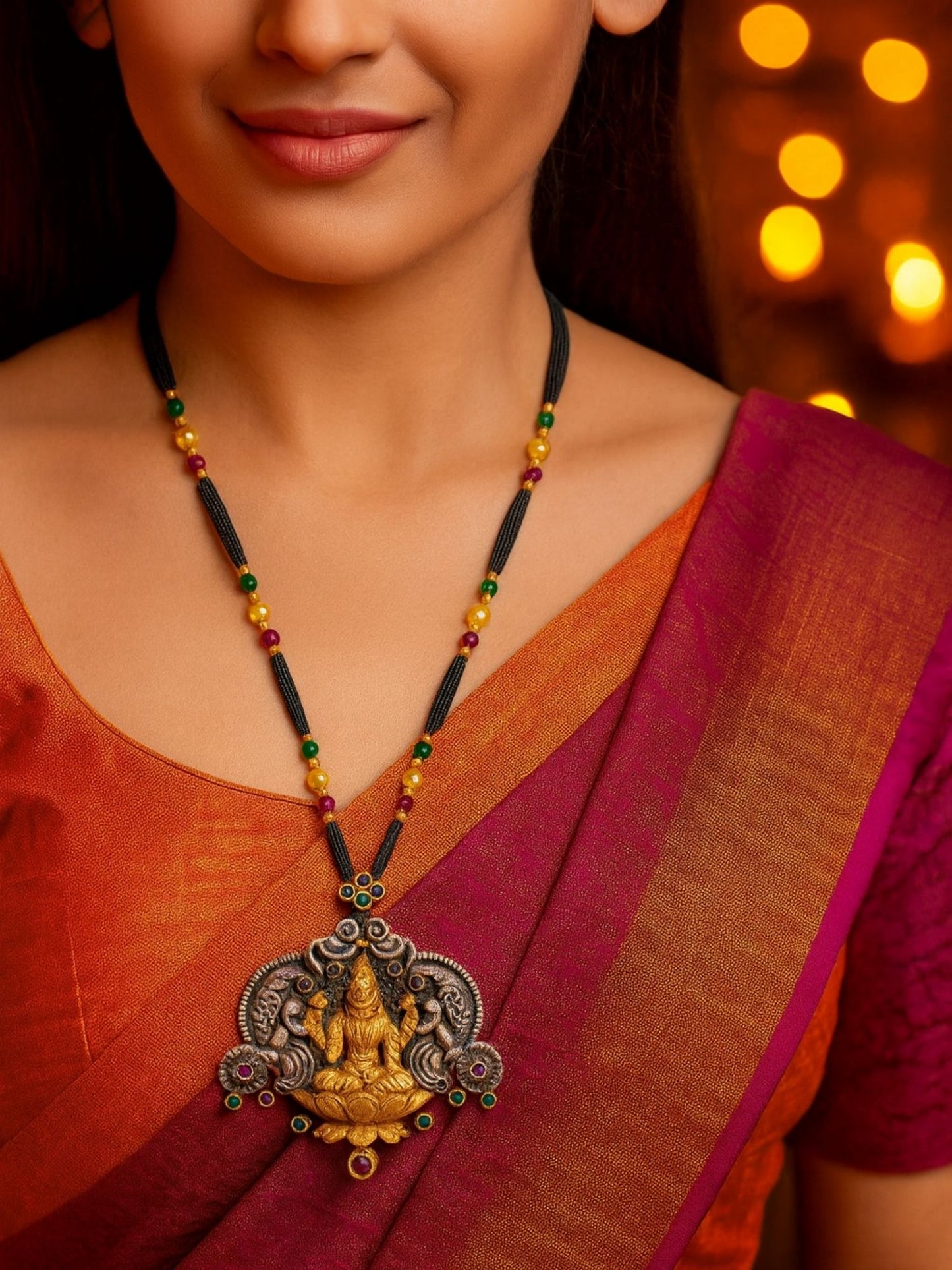 Mata Laxmi Pendant Long Mangalsutra Designs