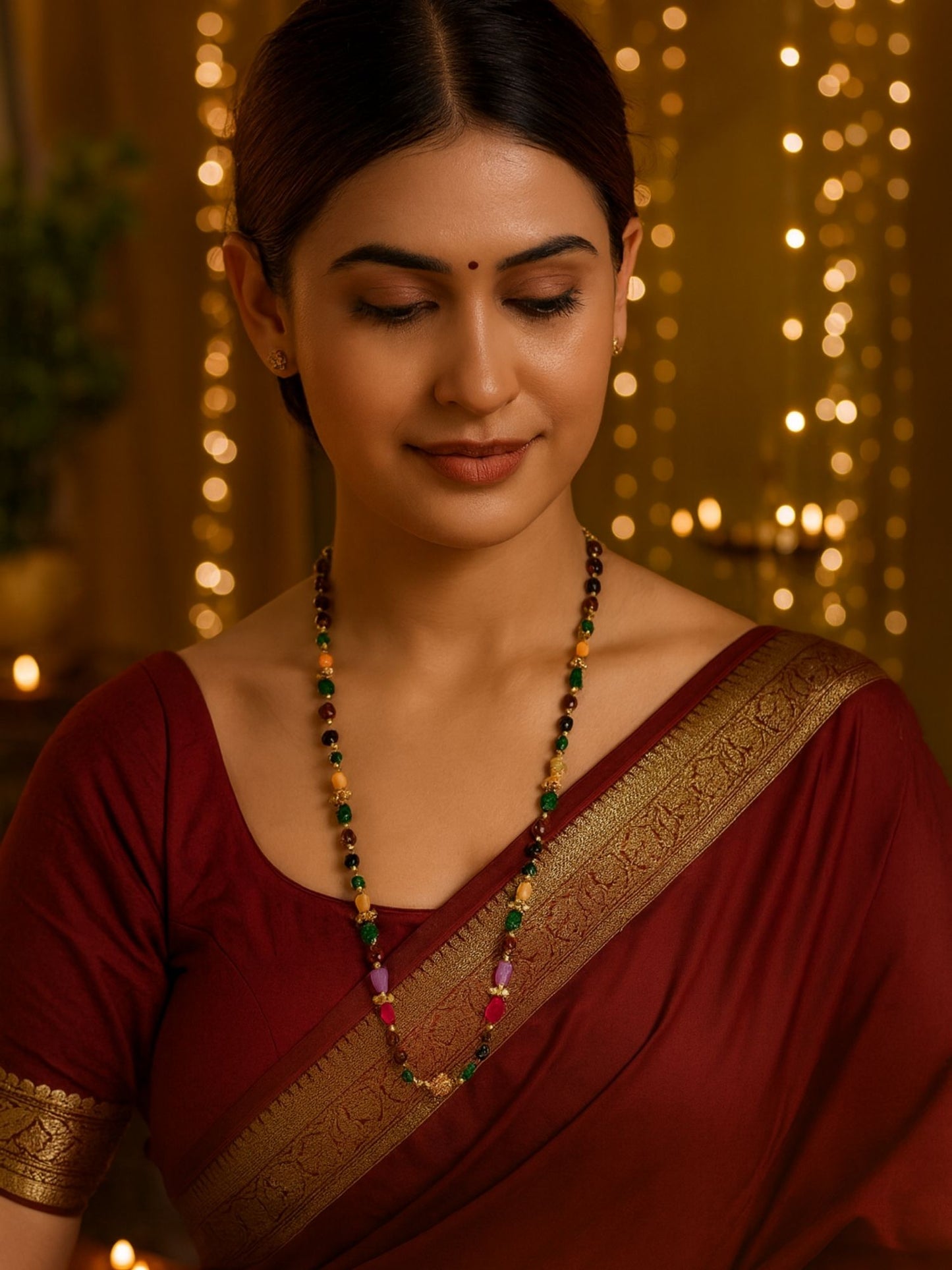 Multicolor Stone With Pearl Long Mangalsutra Designs