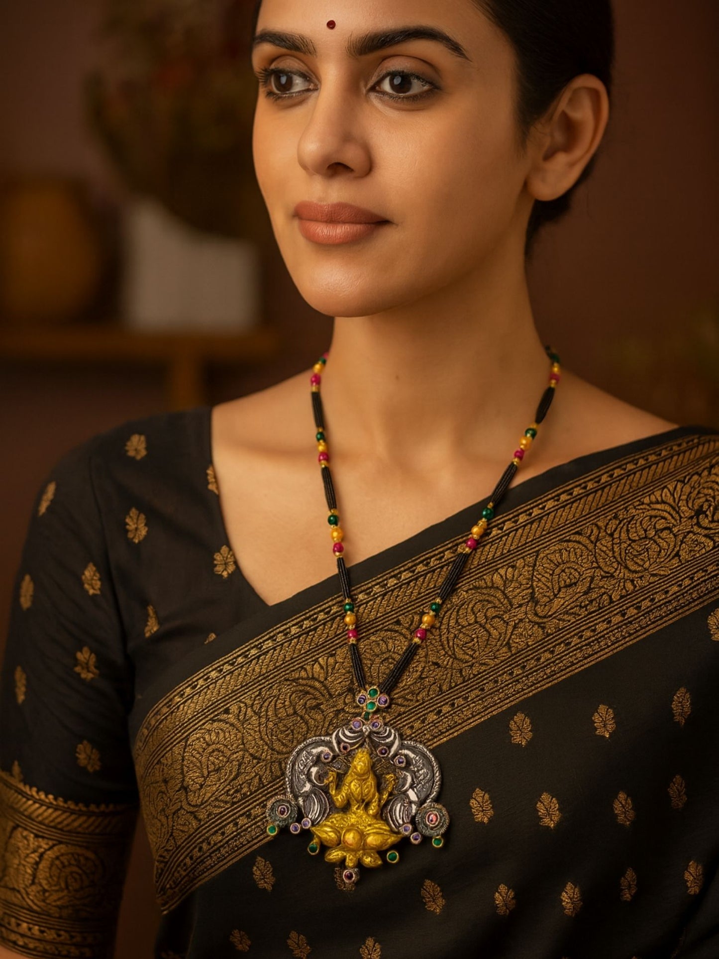 Mata Laxmi Pendant Long Mangalsutra Designs