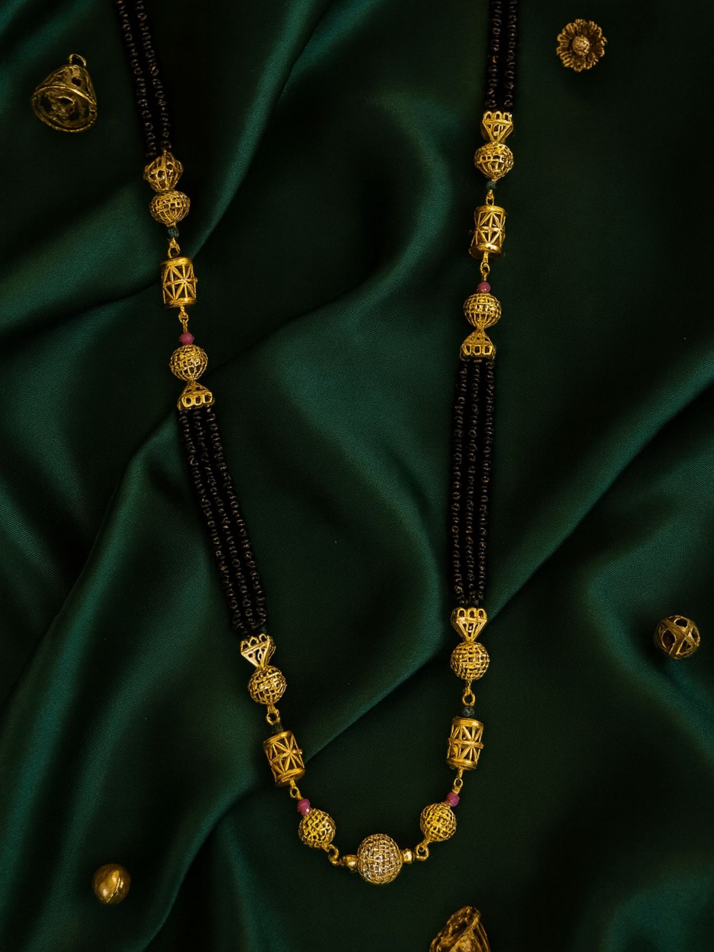 Gold Plated Long Mangalsutra Designs with Double Line Beads