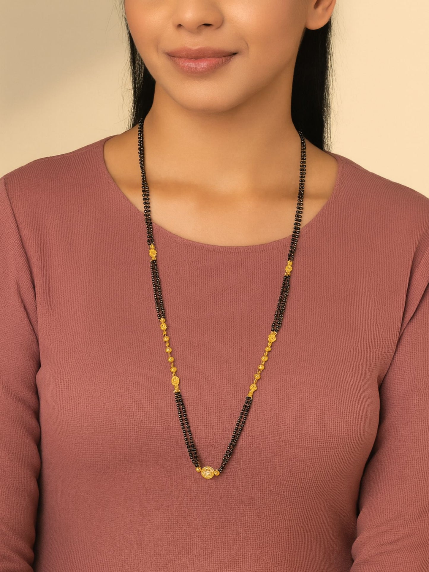 Gold Plated Long Double Line Mangalsutra for Women