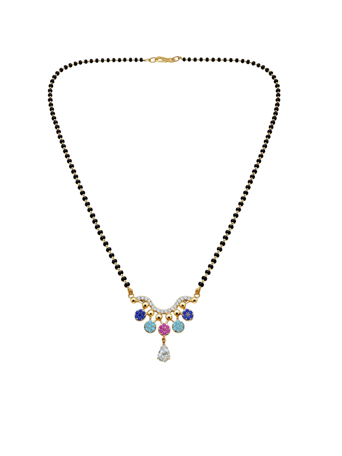 Rose Gold Short Mangalsutra Design with Crystal Drop