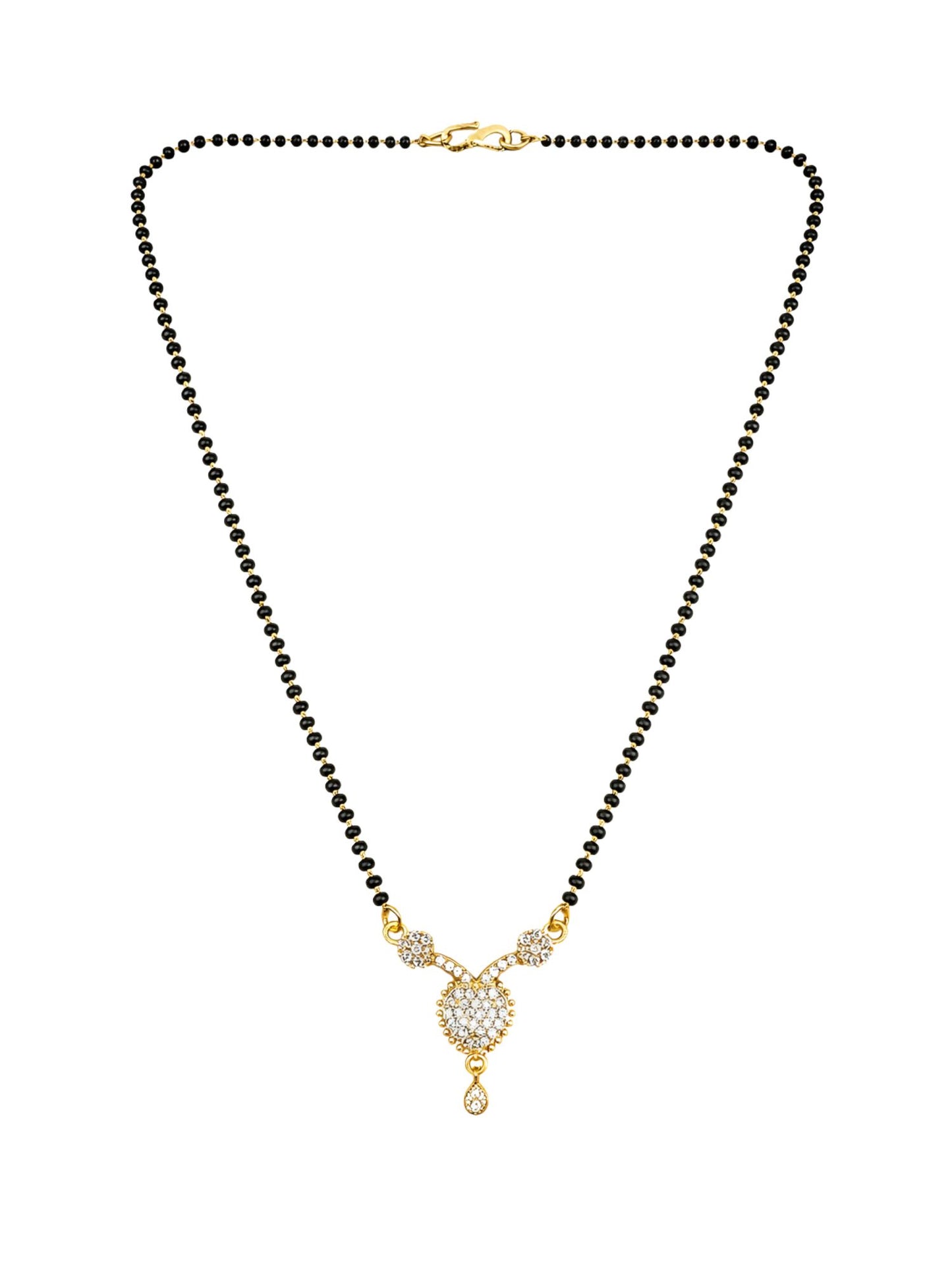 Heart Short Mangalsutra with Black Beads for Women