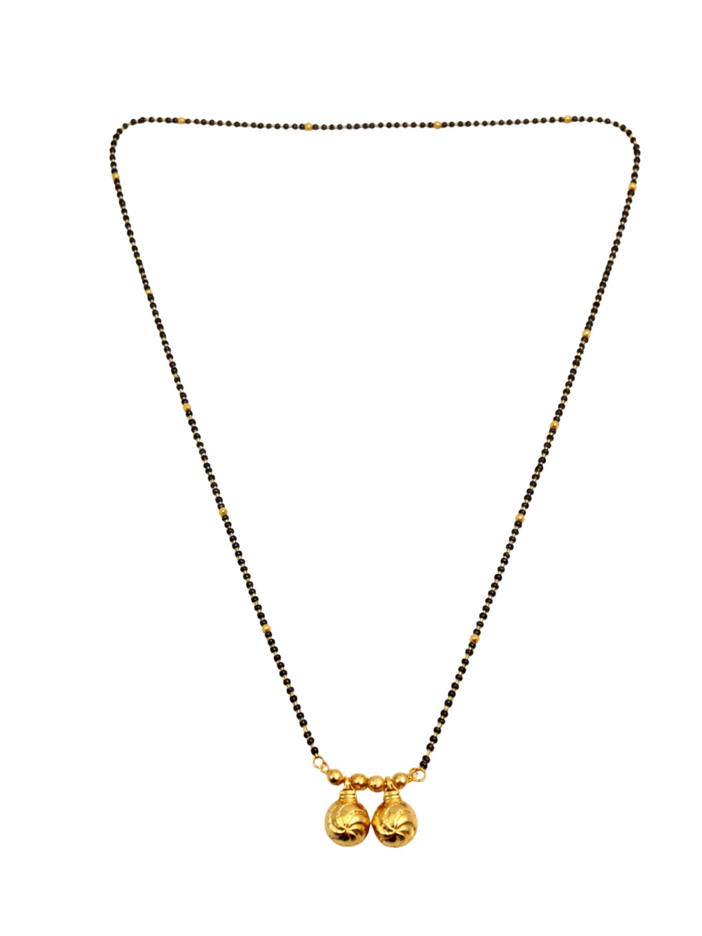 Double Vati Long Mangalsutra Black Bead Necklace for Women