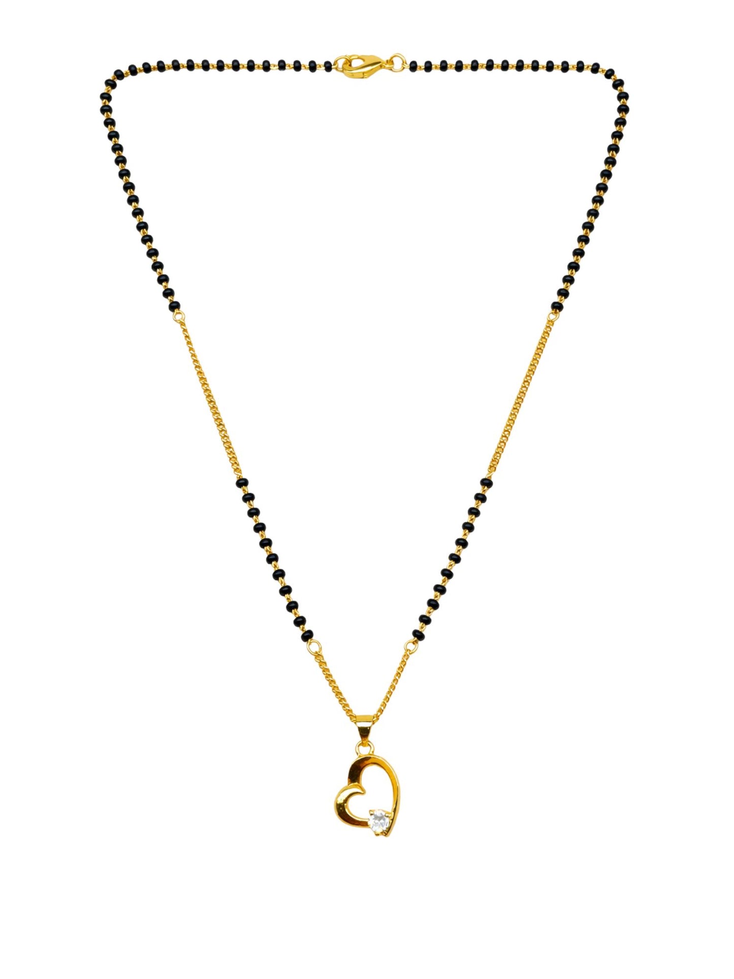 Heart Pendant Black Beads Short Mangalsutra for Women