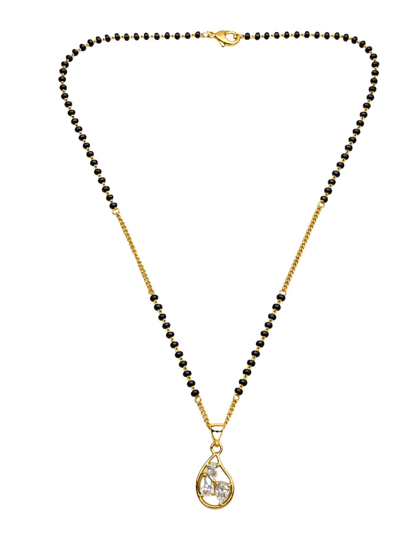 Teardrop Diamond Pendant Short Mangalsutra for Women