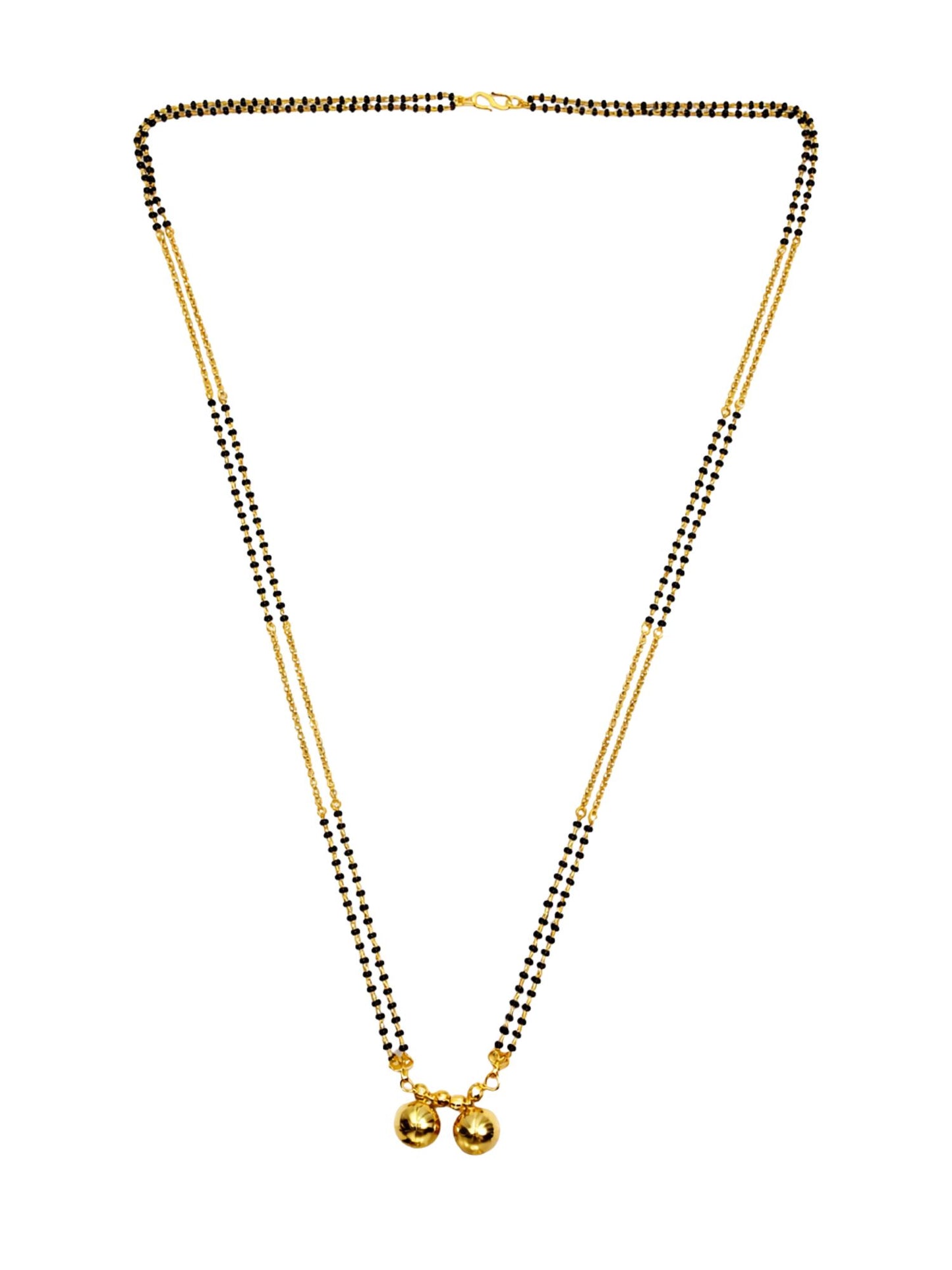 Gold Double Chain Long Mangalsutra Design with Two Vati