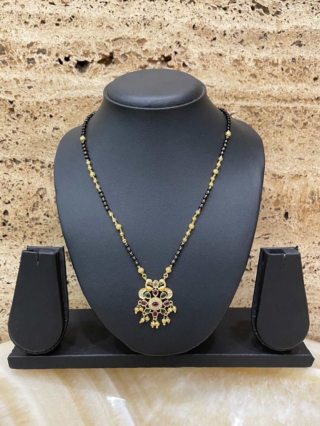Short Mangalsutra AD Peacock Pendant