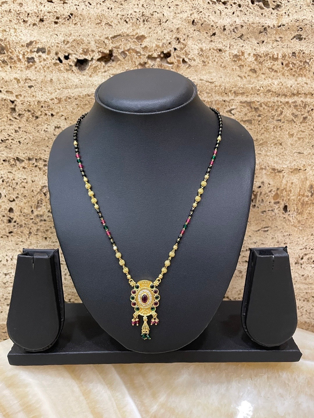 Short Mangalsutra AD Floral Pendant