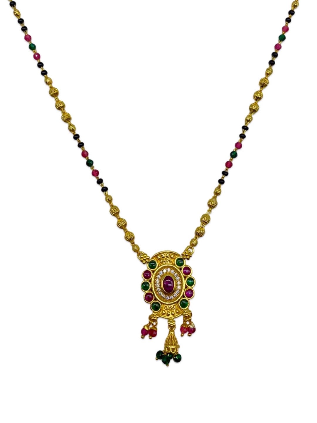 Short Mangalsutra AD Floral Pendant