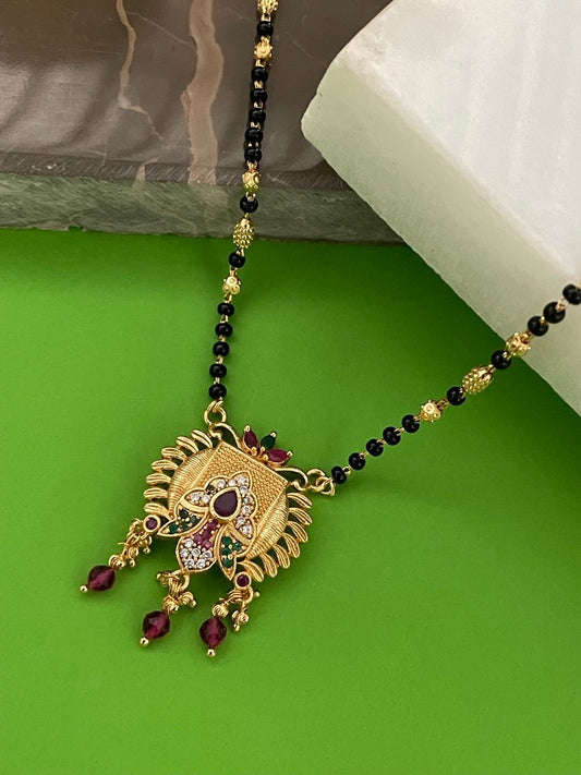 Short Mangalsutra AD Floral Pendant