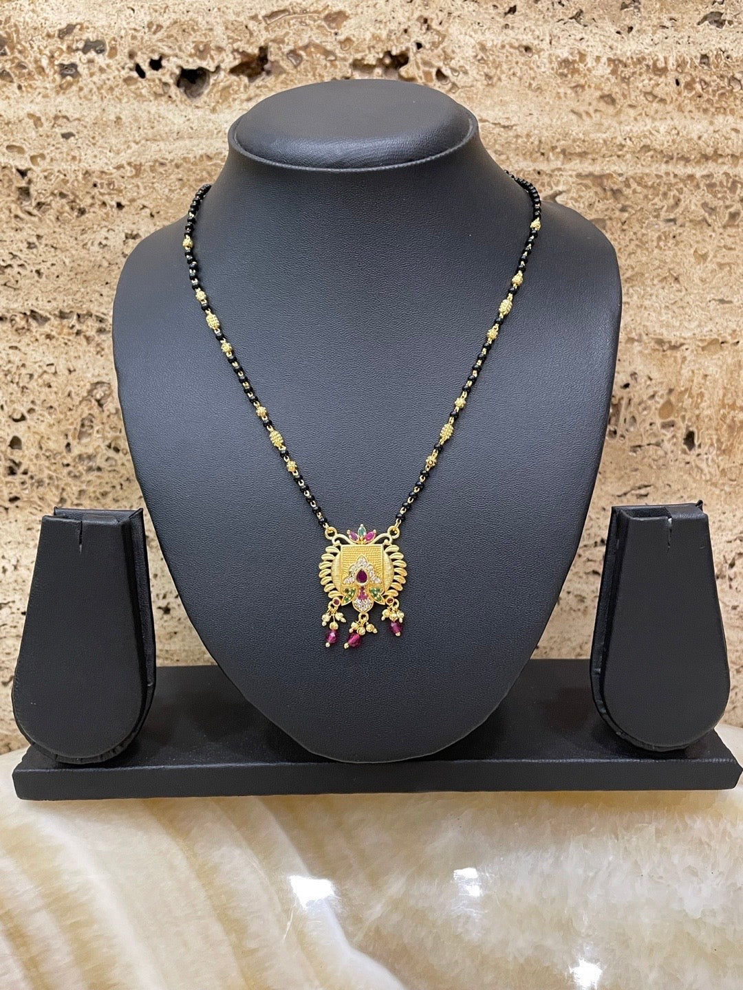 Short Mangalsutra AD Floral Pendant