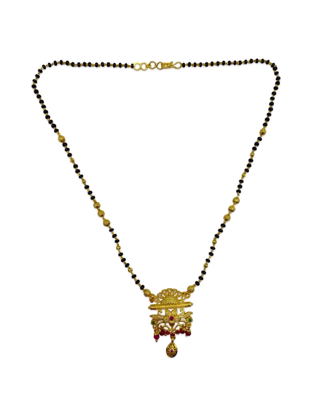 Short Mangalsutra Multi Stone Floral Pendant