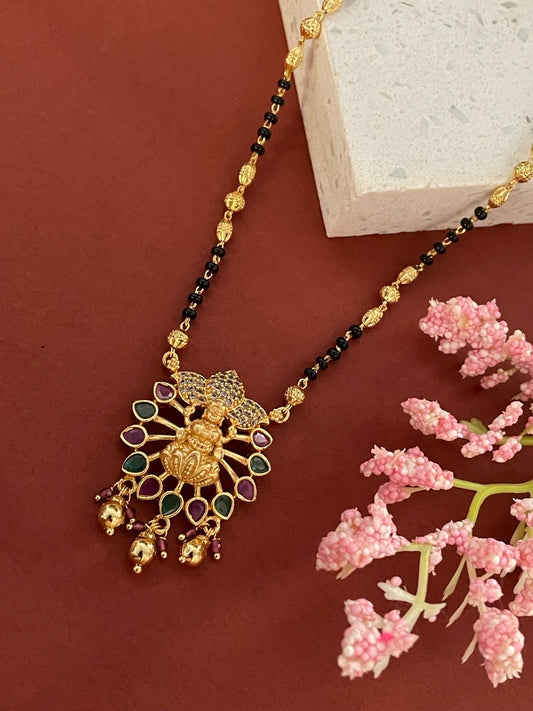 Short Mangalsutra AD Multi Stone Laxmi Pendant