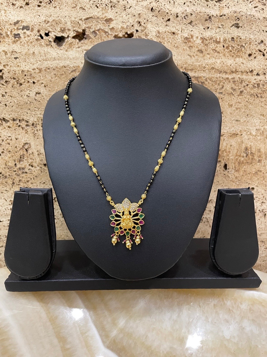 Short Mangalsutra AD Multi Stone Laxmi Pendant