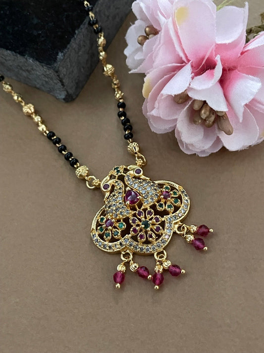 Short Mangalsutra AD Peacock Pendant