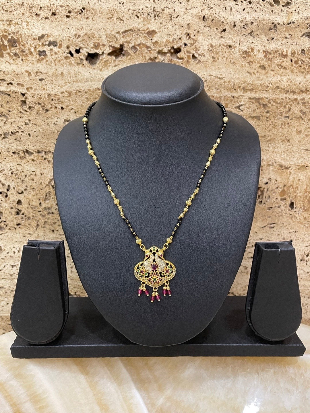 Short Mangalsutra AD Peacock Pendant