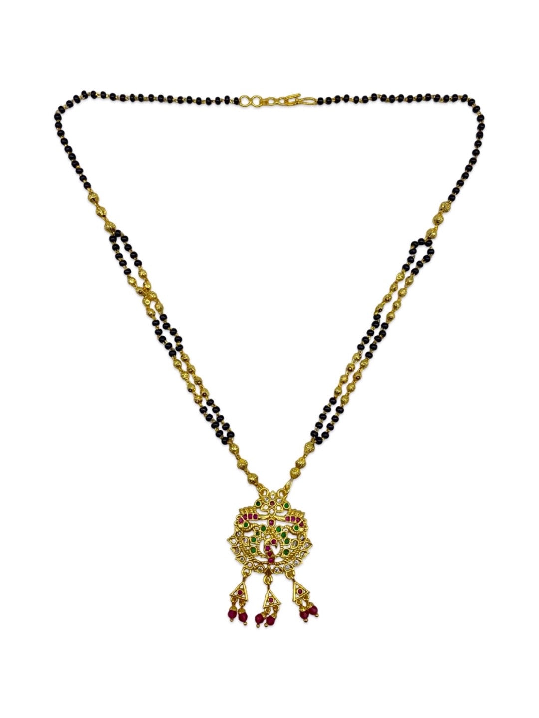 Short Mangalsutra AD Floral Peacock Pendant