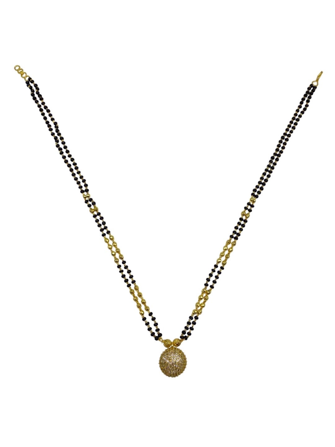 Short American Diamond Mangalsutra Round Pendant