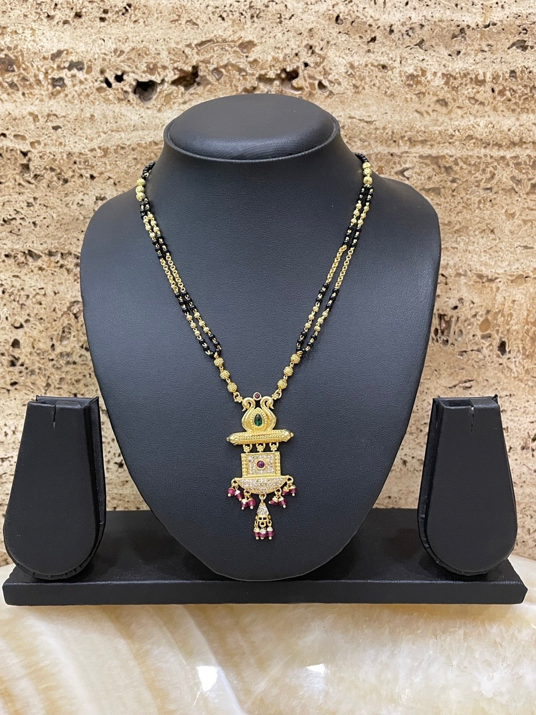 Fancy American Diamond Mangalsutra Peacock Pendant