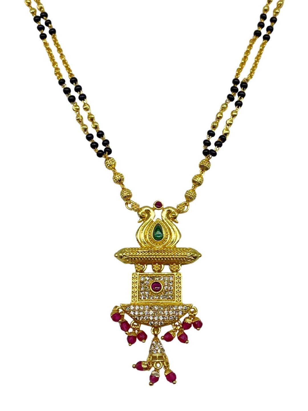 Fancy American Diamond Mangalsutra Peacock Pendant