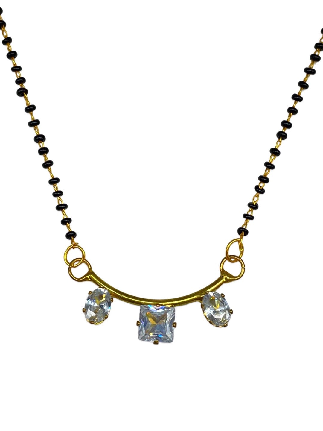 American Diamond Pendant Stud Short Mangalsutra Design