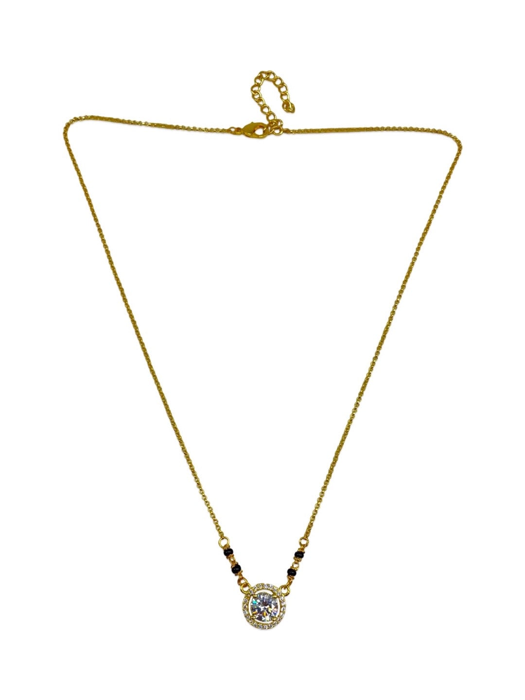 American Diamond Round Pendant Short Mangalsutra Design