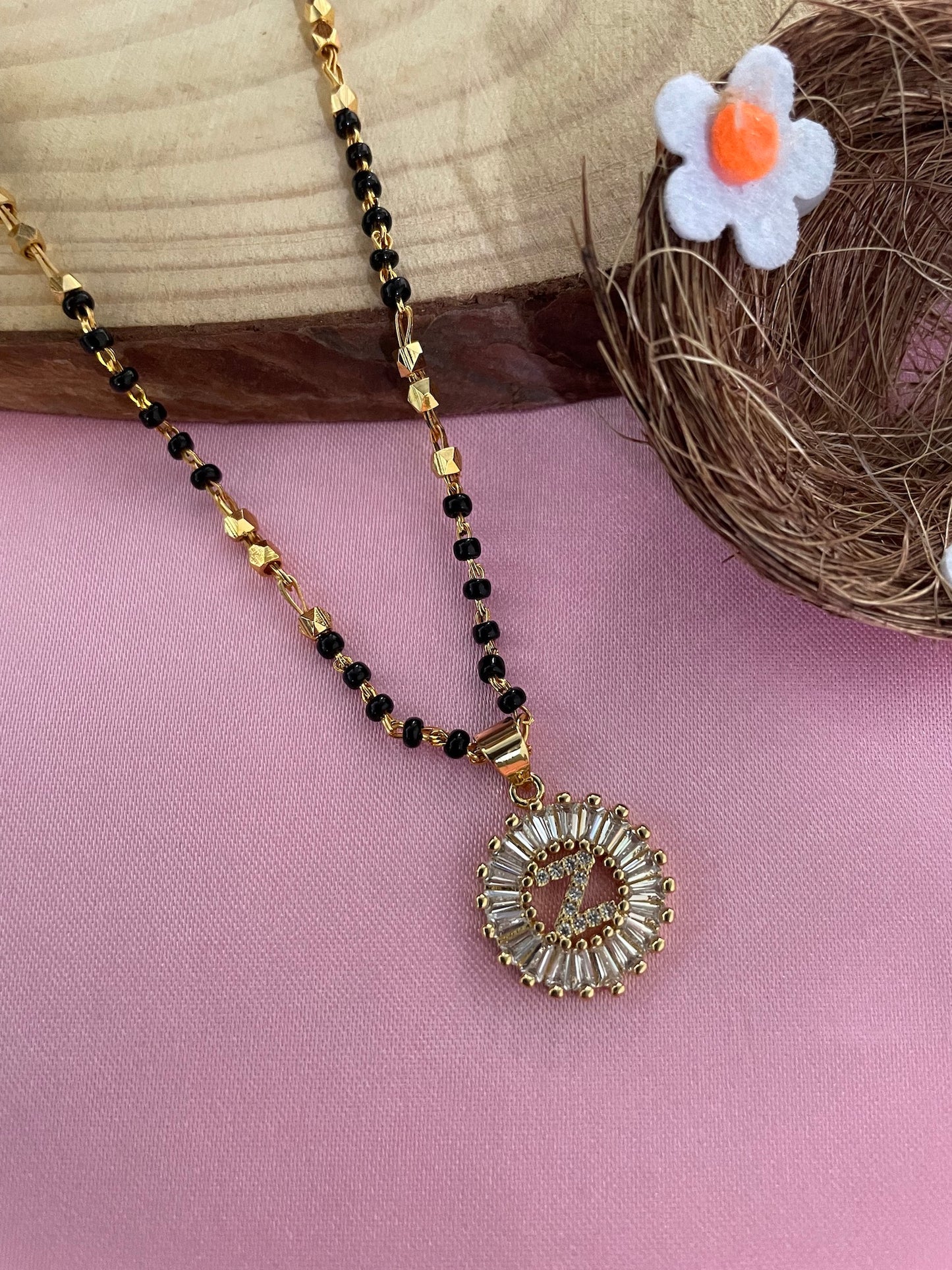 A TO Z Letter American Diamond Short Mangalsutra Design