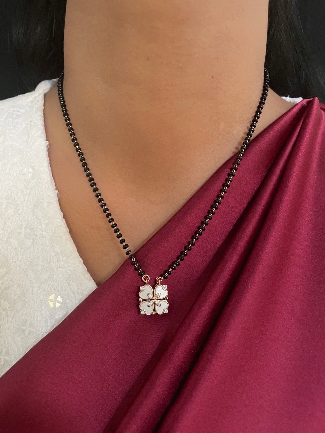 (Wear it 2 ways) Heart Fresh-Water Pearl American Diamond Mangalsutra