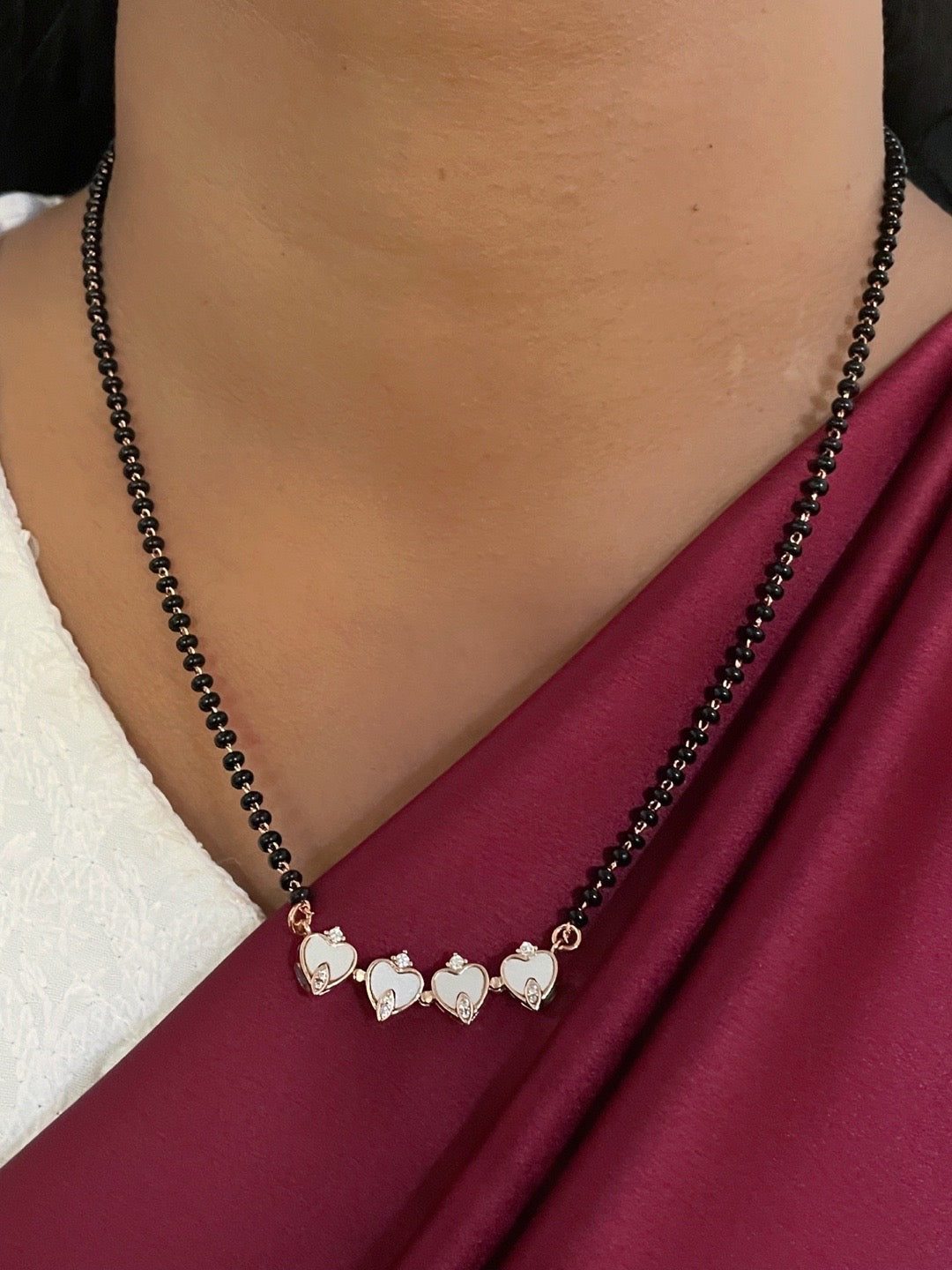 (Wear it 2 ways) Heart Fresh-Water Pearl American Diamond Mangalsutra