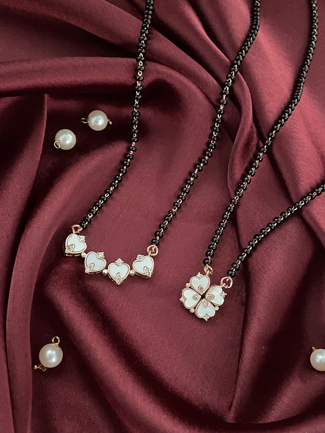(Wear it 2 ways) Heart Fresh-Water Pearl American Diamond Mangalsutra