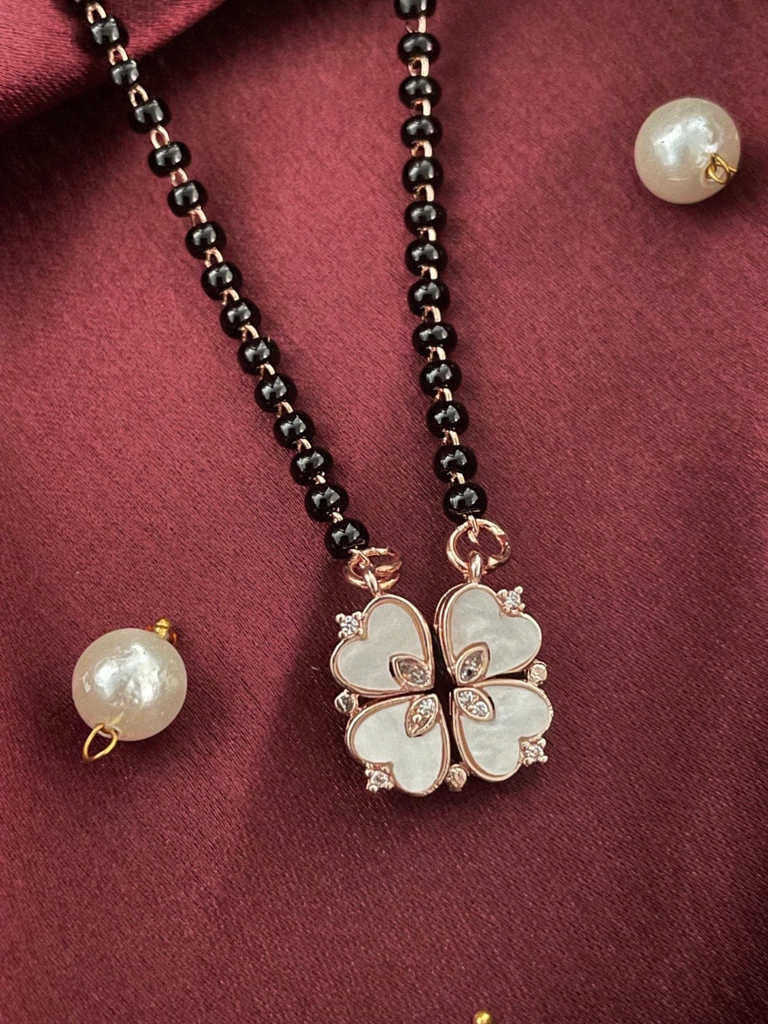 (Wear it 2 ways) Heart Fresh-Water Pearl American Diamond Mangalsutra