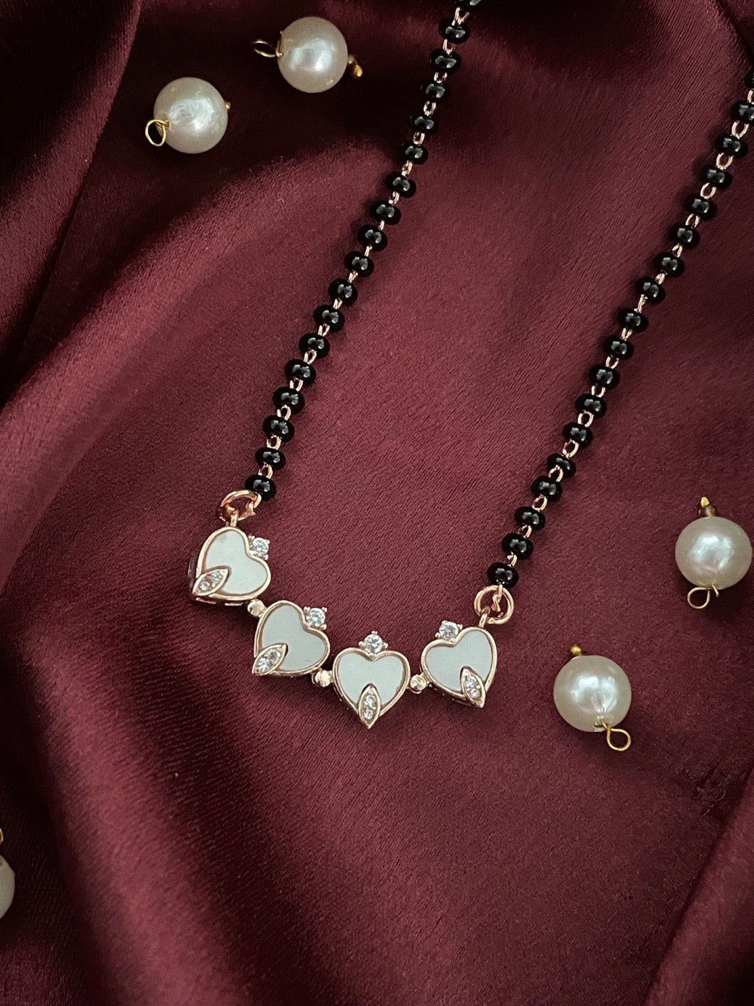 (Wear it 2 ways) Heart Fresh-Water Pearl American Diamond Mangalsutra